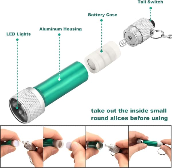 Mini lommelygte nøglering pære LED nøglering til camping børnefester - 20 stykker