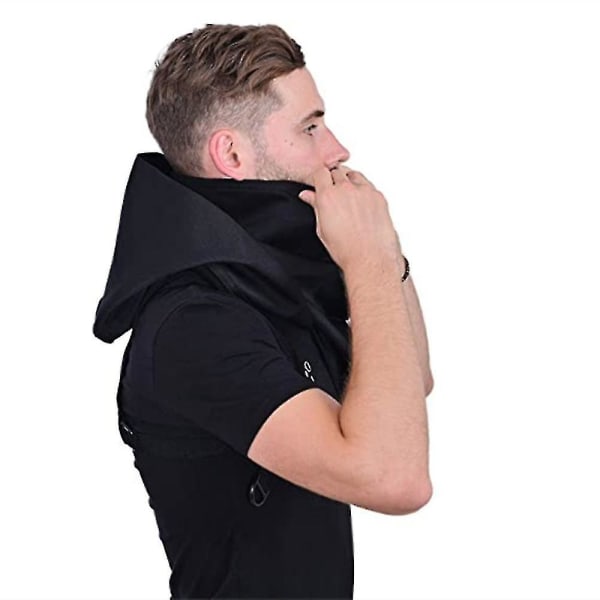 Punk Rogue Cowl Hood Scarf, Unisex Vinter Halsvärmare Kostym Huva Cape Hat Black