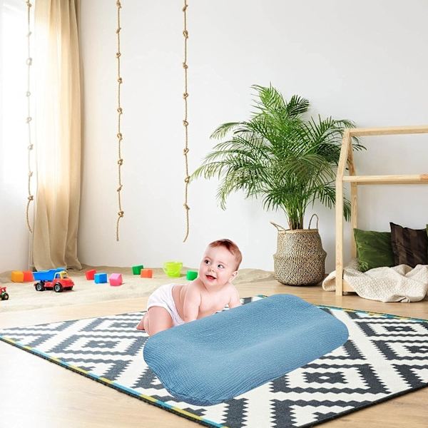 Återanvändbart bomullsskydd för spjälsäng, babysäng, resesäng (blå) Blue
