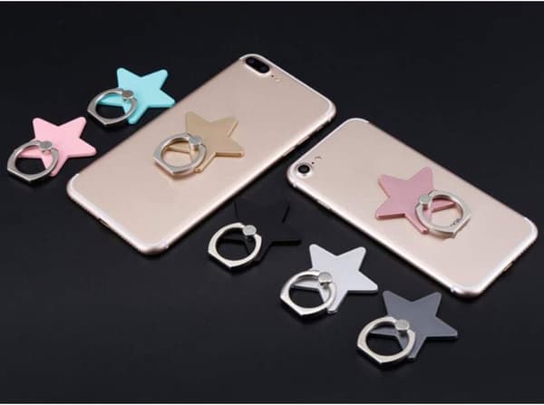 360° roterande smartphone fingerhållare stativ metall för iPhone, Samsung, Pad, Galaxy, 6-pack