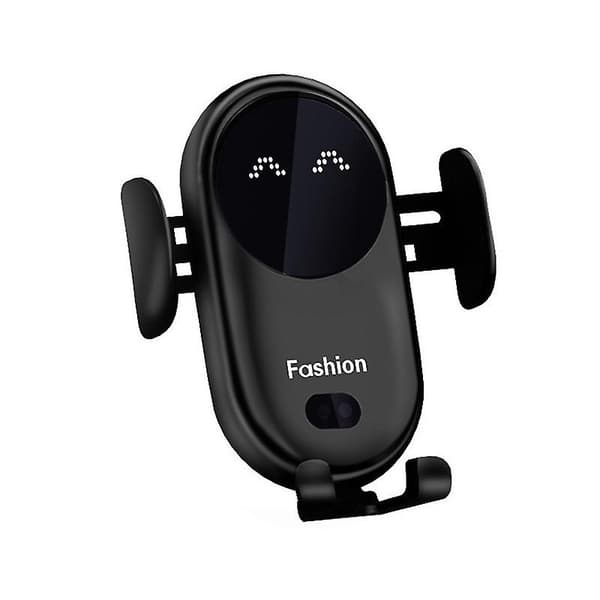 Smart Bil Trådløs Oplader Automatisk Sensor Telefonholder (Sort) black