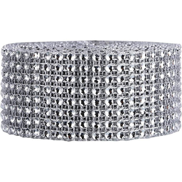 4 cm 8-radig 5 meter akryldiamantband för bröllopstårtor, födelsedagsdekorationer, - silver