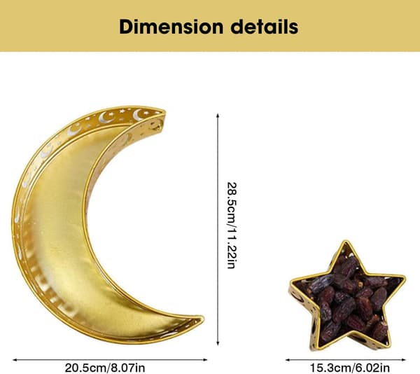 Hjem Festlig Desktop Jern Måne Stjerne Dekorativ Bakke (Guld) 2 Stykker Gold
