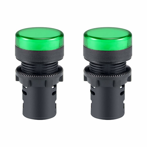 2 st AC/DC 110V Indikatorlampor, Grönt LED, Infälld Panelmontering 7/8\" 22mm green