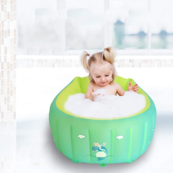 Uppblåsbart baby 0-3 år Toddler hopfällbar badsits Minipool - Orange