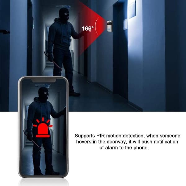 Video Dørklokke, Trådløs WiFi Smart Video Intercom med Videosystem Hjemmesikkerhedssystem Video Dørklokke Video Intercom Dørtelefonsystem