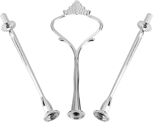 Frugtkage Spydholder Kagefadsholder Håndtag (Tre lag, sølv) silver
