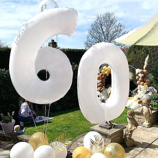 40 tums folieballonger Vita stora mylar heliumballonger Födelsedagsfestdekorationer（nummer 0） color 10
