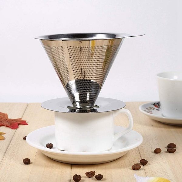 Rostfritt stål kaffefilter återanvändbar servering med bas kaffebryggare（medium） m