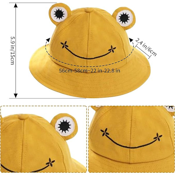 Damfiskehatt Groda Sol Unisex Hink Vikbar Utomhus Sommar för Camping Vandring Fiske（gul） Yellow