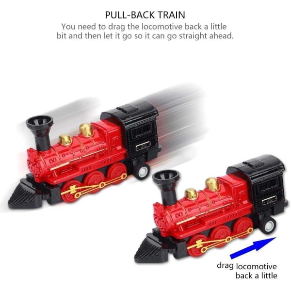 Retro Ånglok Klassisk Legering Plast Simulerad Tåg Pull-back Modell Barn Leksak Presentset (Röd)