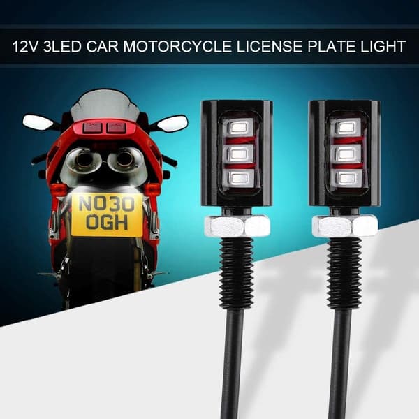 Nummerpladelys, 12V Universal LED Nummerpladelys, Skruebolt LED Pærer, 1 par (Blå) Blue