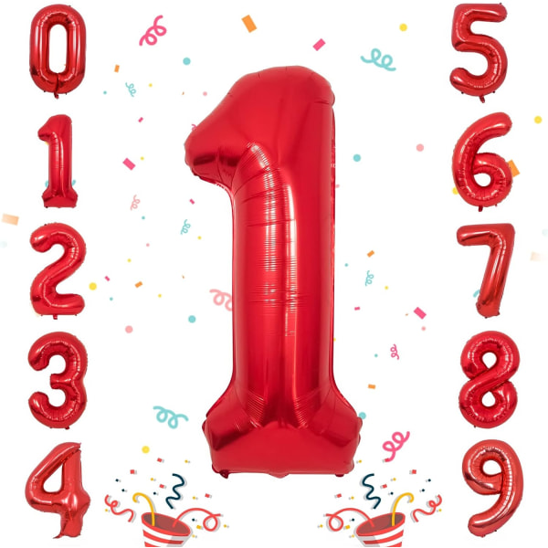 1 st 40 tum stor digital folieballong för födelsedagsfestdekorationer (röd, 1) Red 1