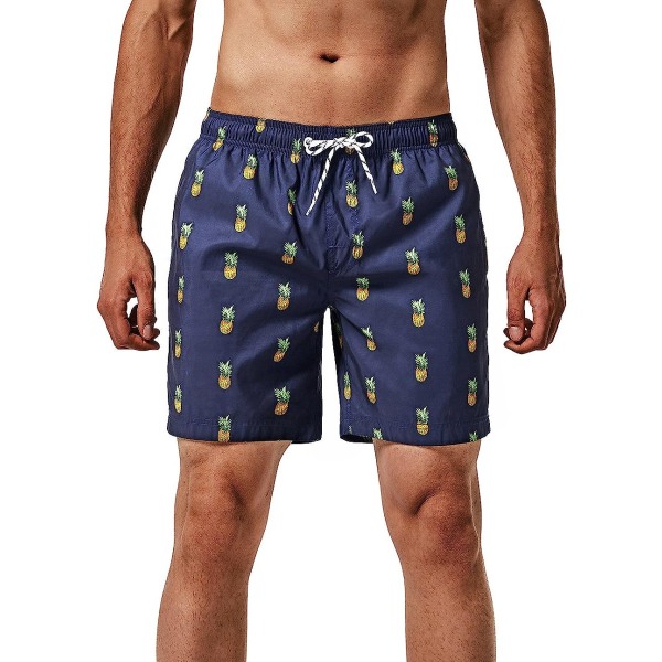 Herrbadshorts Snabbtorkande Fit Performance Boardshorts med fickor (Marinblå) XL xl