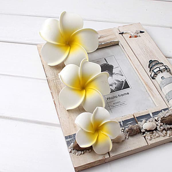 Skum Kunstig Frangipani Hawaiisk Hodeblader Dekorative Blomster 50 Stykker