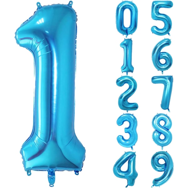 1 st 40 tum stor digital folieballong för födelsedagsfestdekorationer (blå, 1) Blue 1