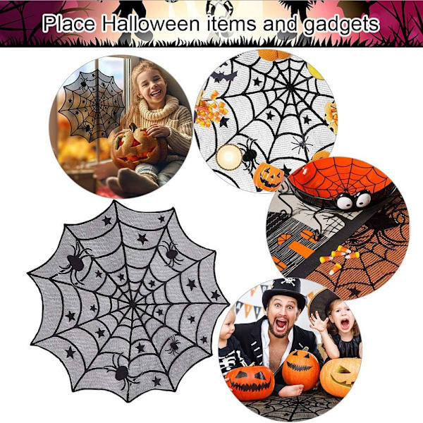Halloween Dekoration Bord Spets Spindelnät Tyg (Svart) 1 Stycken