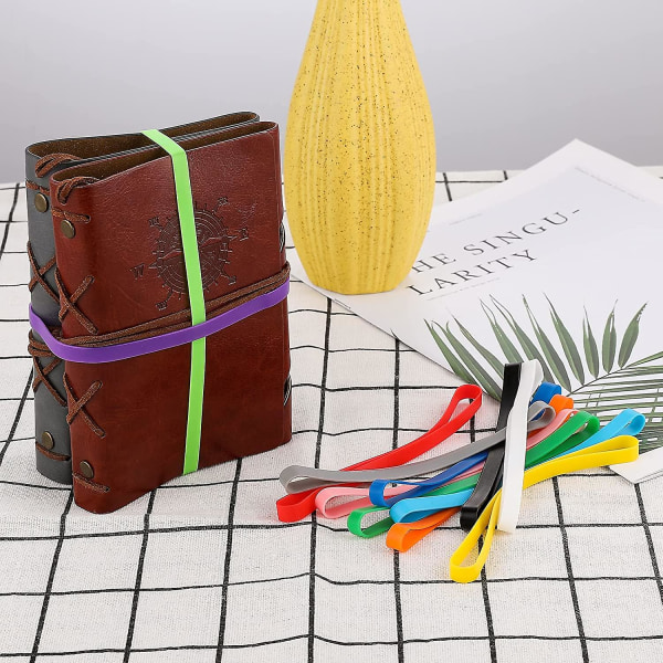 12 delar stora gummiband, färgglada elastiska band för kontorsmaterialböcker, konst, träning, krabbafällor