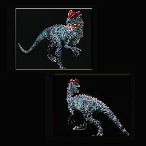 6,4 tommer dinosaurfigur Dobbeltkronet dinosaur Dilophosaurus-figurstatue