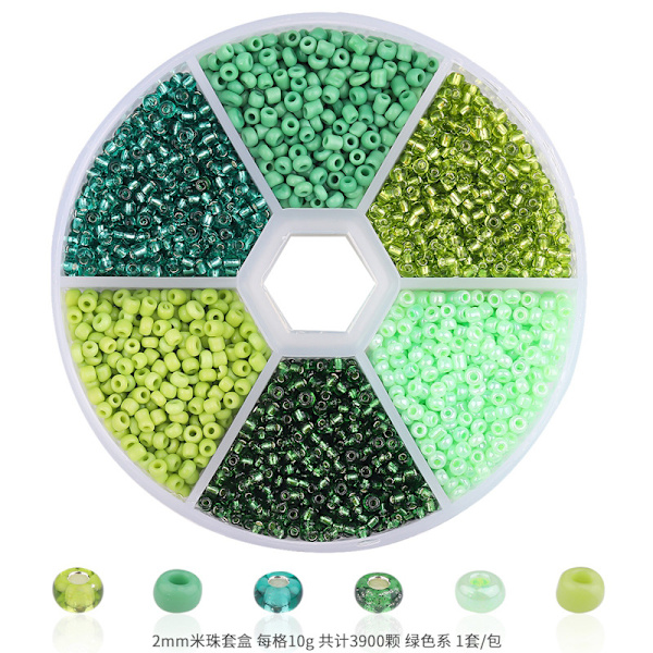 DIY pärlmaterial Smycken Tillbehör 6 Färg Glas Hirs Frö Bead Set green 0.3 cm
