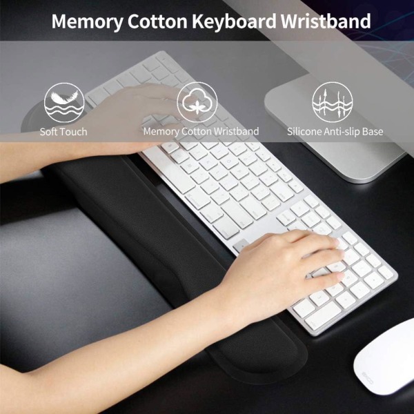 Ergonomisk musmatta handledsstöd mus tangentbord handledsstöd set halkfri matta musmatta handledsstöd för kontor dator bärbar dator svart
