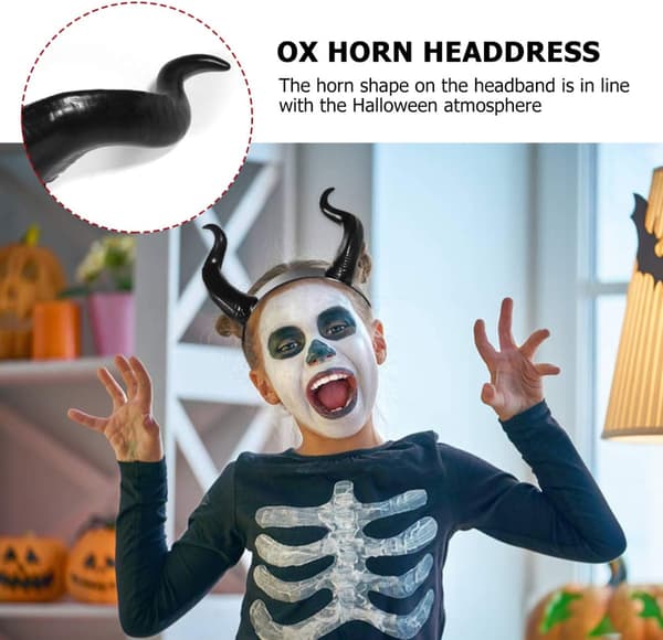 Halloweenfest mænds rollespil dæmonhorn (sort) 1 stk