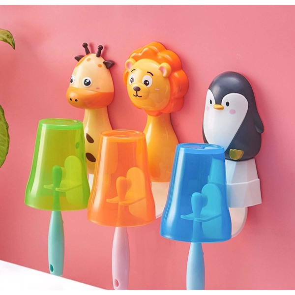 Penguin Tandborstkopp med tandborsthållare Badrumsmugg för tecknade djur för barn (stil 3) color 3