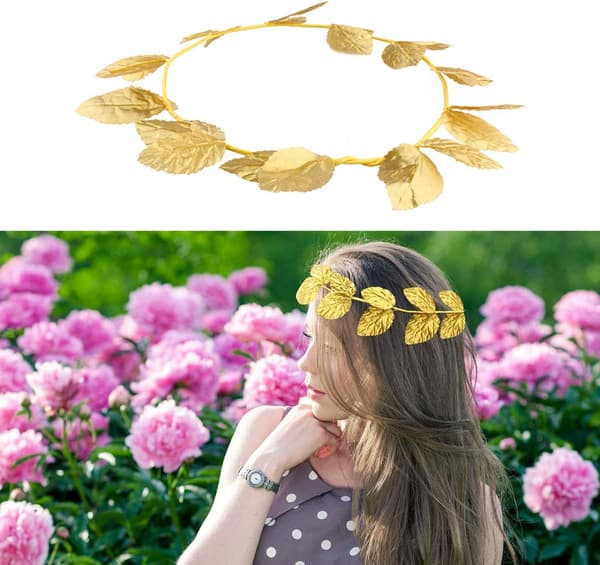 3 stk. krans gullbladkrone tiara cosplay maskerade tilbehør (gull)