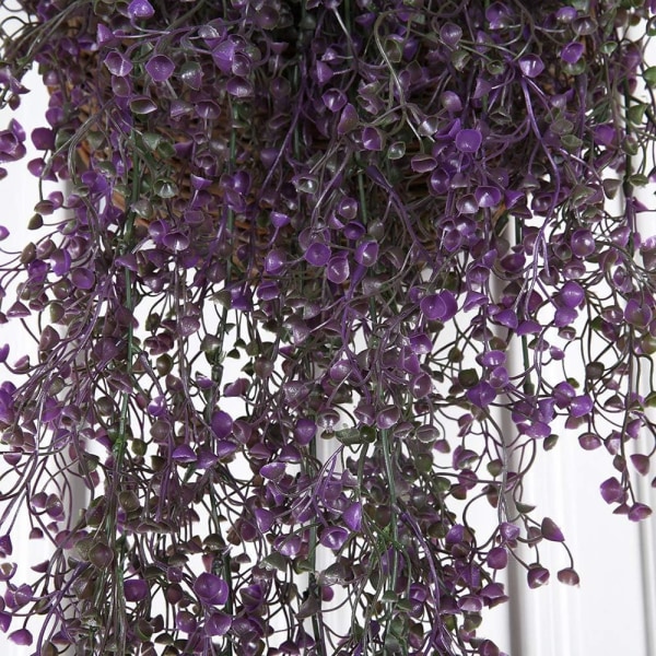 2 st konstgjorda hängande vinplantor - utomhus inomhus falska hängande växter krans (lila) Purple