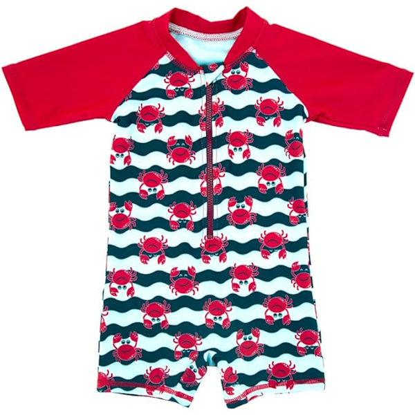 Pojkars badkläder med dragkedja, solskydd, badkläder (röd 9M) Red size 1