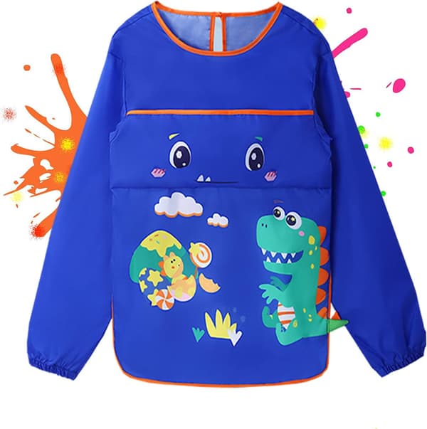 Malerforkle for barn, vanntett håndverksforkle, barn 6-9 år, jenter, skolebarn (stil 2) blue
