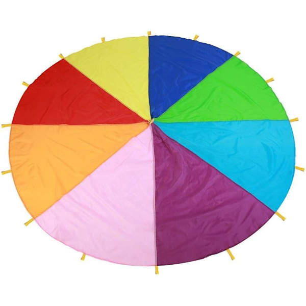 Barnlek Parachute, Utomhuslek Tält Multi-Color Rainbow Flygande Parachute (2m) 2m