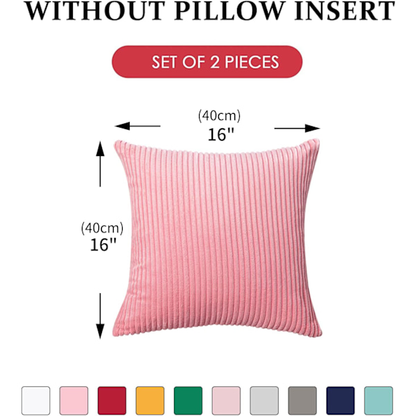 Set om 2 randiga manchester kuddfodral mjuka kuddfodral för soffa (16 tum, persika rosa) Peach Pink 40*40