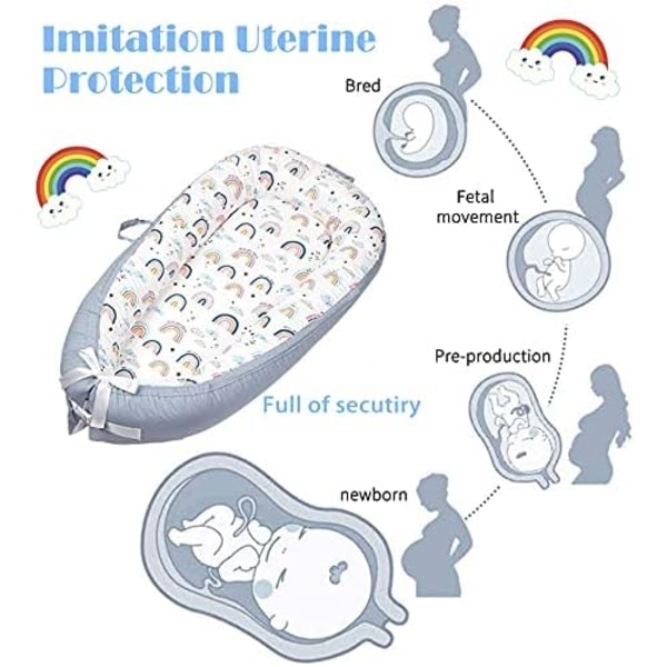 Babynest Mjukt Andningsbart Babysäng Perfekt för Nyfödd Present（grå） color 1
