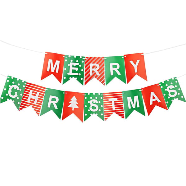 God Jul Vimpel Banner Girlander, 2,5M Juleflagg Vimpler Julebanner Dekor