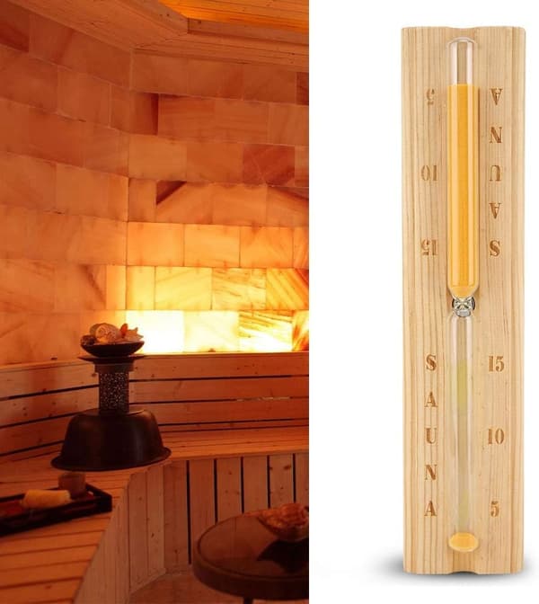 Timeglas til 15-minutters sauna, Timeglas med timeglastimer til saunasesion, 30 cm