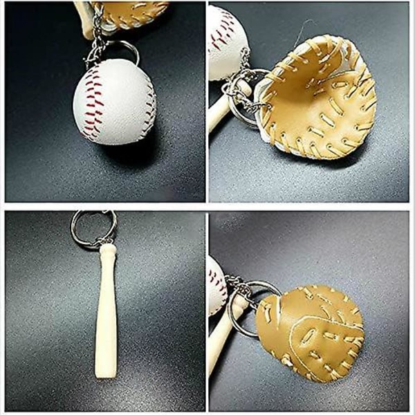12 st Nyckelring Baseball hänge Nyckelring Mini Baseball Handske 3-tums trä Bat Nyckelring Baseball Party