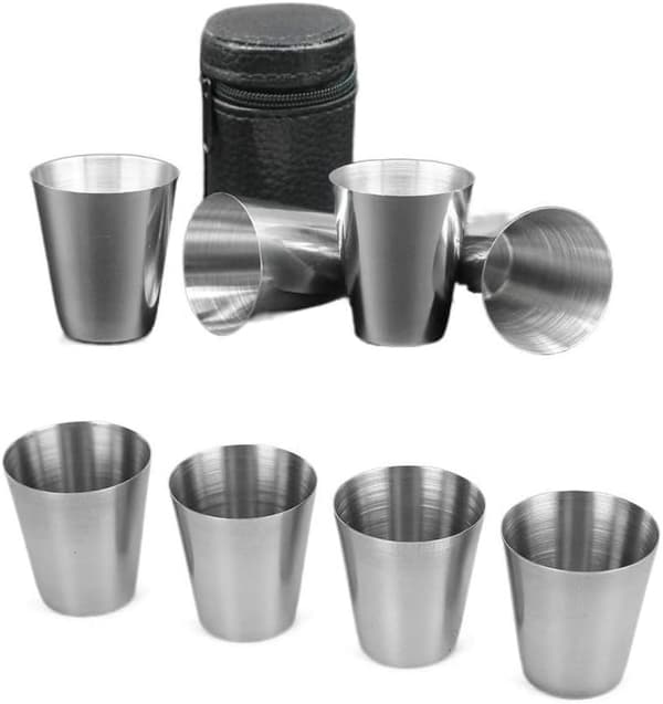 Set med 12 rostfria bägare, Rostfri bägare - Flasktillbehör, present