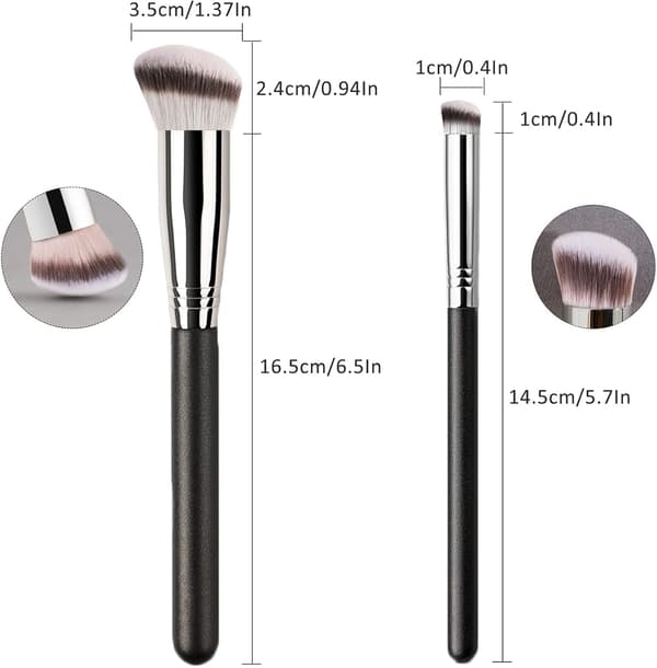 2-pak foundationbørste og concealerbørste makeupbørster til makeup, pudder, blush