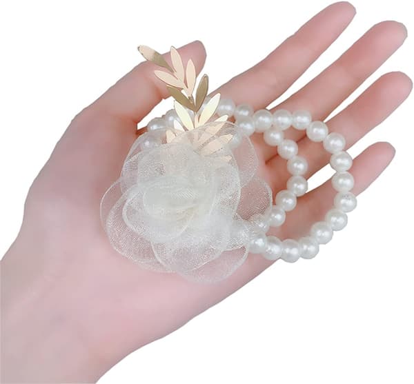2 st elastiska vita pärlar handledsblommor silke bröllop handledsblommor armband blommor