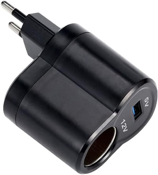 AC-DC bilstrømadapter, 110V-220V til 12V bilspenningsomformer sigarett, EU-plugg