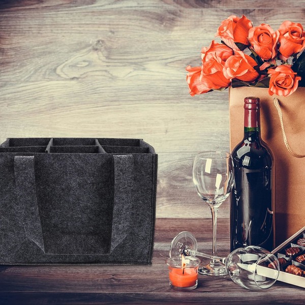 6 flaskor vinbärarväska, återanvändbar tygpåse för vinflaskor, bärbar vinresepåse med handtag
