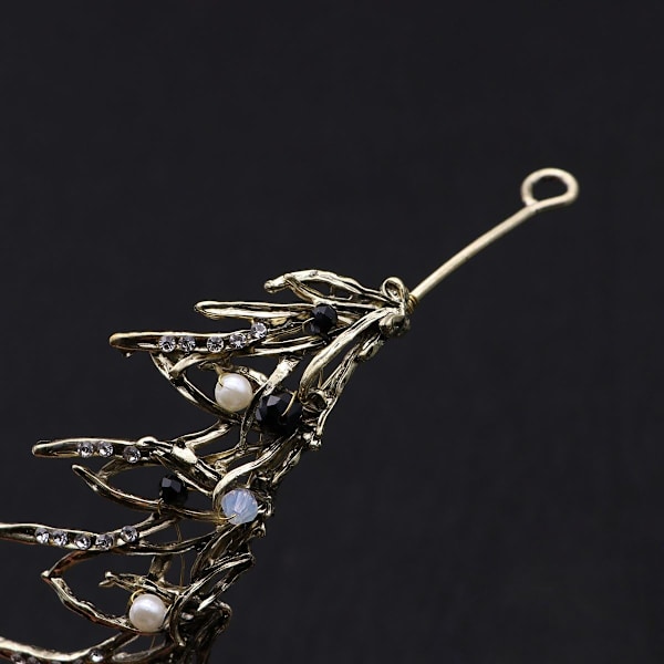 Handgjord Tiara Sträng Pärla Bröllop Krona Tillbehör (Vit) 1 Stycken rose gold