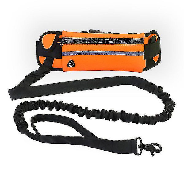 Händerfri hundbälte justerbar löp- och promenadkoppel med bred rygg (orange) orange