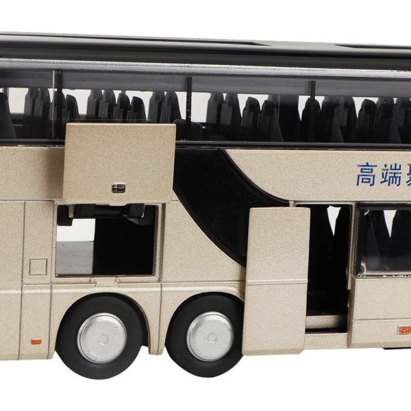 Barnens mini dubbeldäckarbuss modell leksak med ljus och musik (guld) Gold