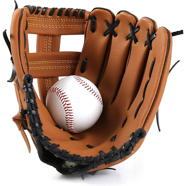 Outfieldhandskar Baseballhandskar Softbollhandskar – Vuxen- och ungdomsstorlekar – 10,5 tum storlek Vantar, Brun brown 10.5寸