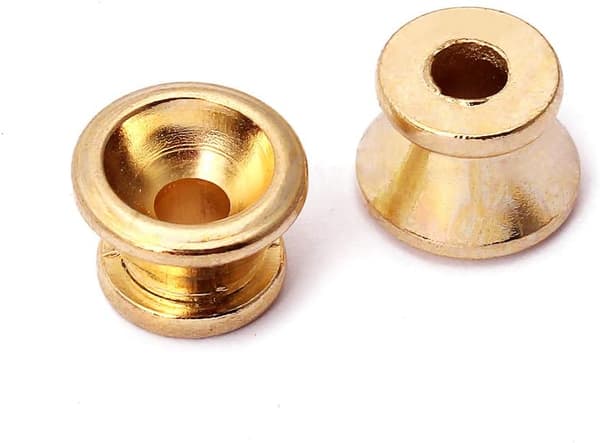 2 stk. guitarremknapper med metalender remlåse til guitarbas (guld) Gold