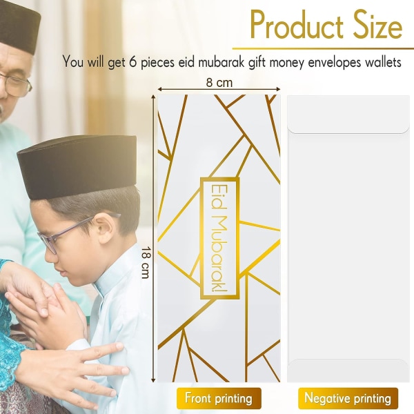 Paket med 5 Eid Mubarak pengar presentkuvert bestruket papper modell Kuvertpåse Dekorativ (linjestil)