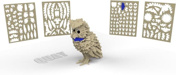 Træbearbejdning Byggesæt Træ 3D Puslespil Simulationsmodel Lille 4 Stykker Ugle