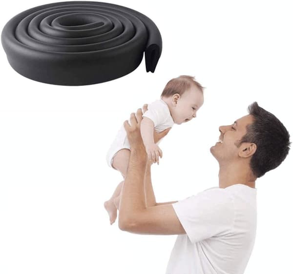 Möbelkant- och hörnskydd 2 m med 4 hörn (storlek L) black